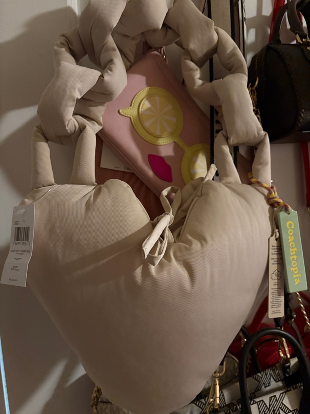 Coachtopia Soft Heart Tote Bag in Light Beige - Picture 3 of 7